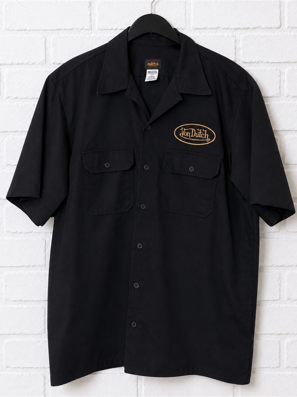 Vintage Y2K Von Dutch Originals Mechanic Work Shirt Black Large Kustommade USA